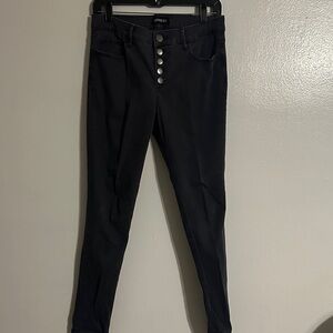 Express Black Skinny Jeans with Exposed Button-Fly